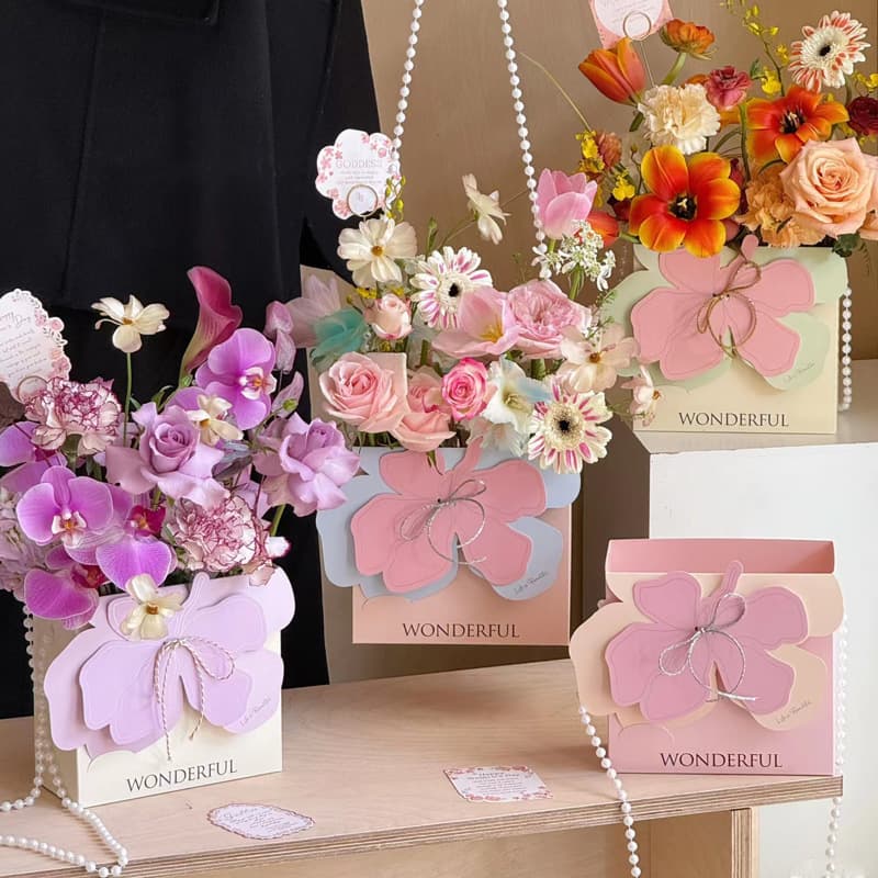 Handheld Flower Box Fresh Flower Packaging Bag Mother's Day Flower Arrangement Box Flower Wrapping Material Handbag