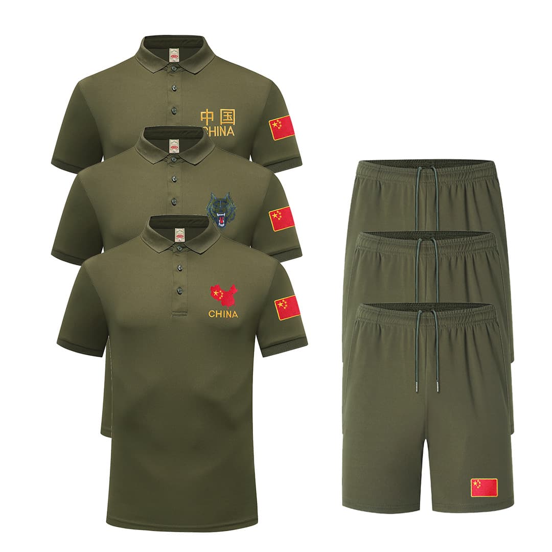 Comrade-in-arms physical training clothing short-sleeved genuine quick-drying summer outdoor training clothing shorts military training sports lapel T-shirt