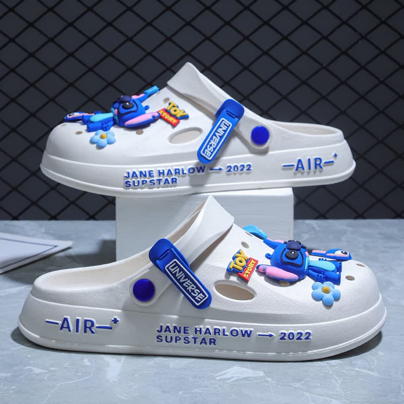 Men's Summer Outdoor Sandals Anti-slip Wear-resistant Thick Bottom Beach Couples Slippers Comfortable Breathable PVC Material