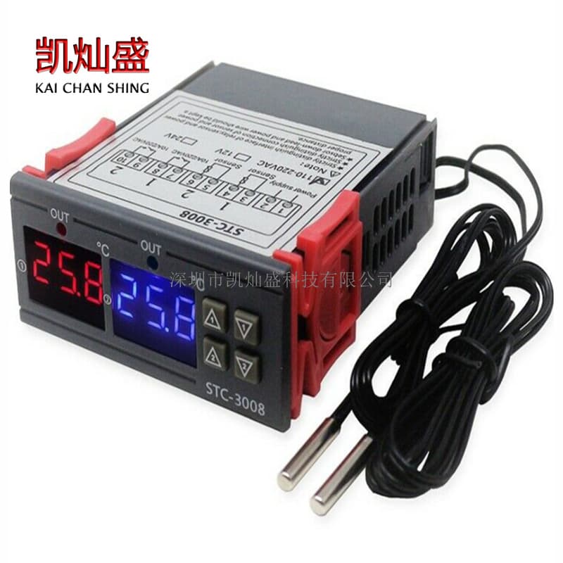 STC-3008 Computer Digital Intelligent Dual-Control Electronic Thermostat Dual Display Dual Temperature Adjustable Temperature Controller Switch Wholesale