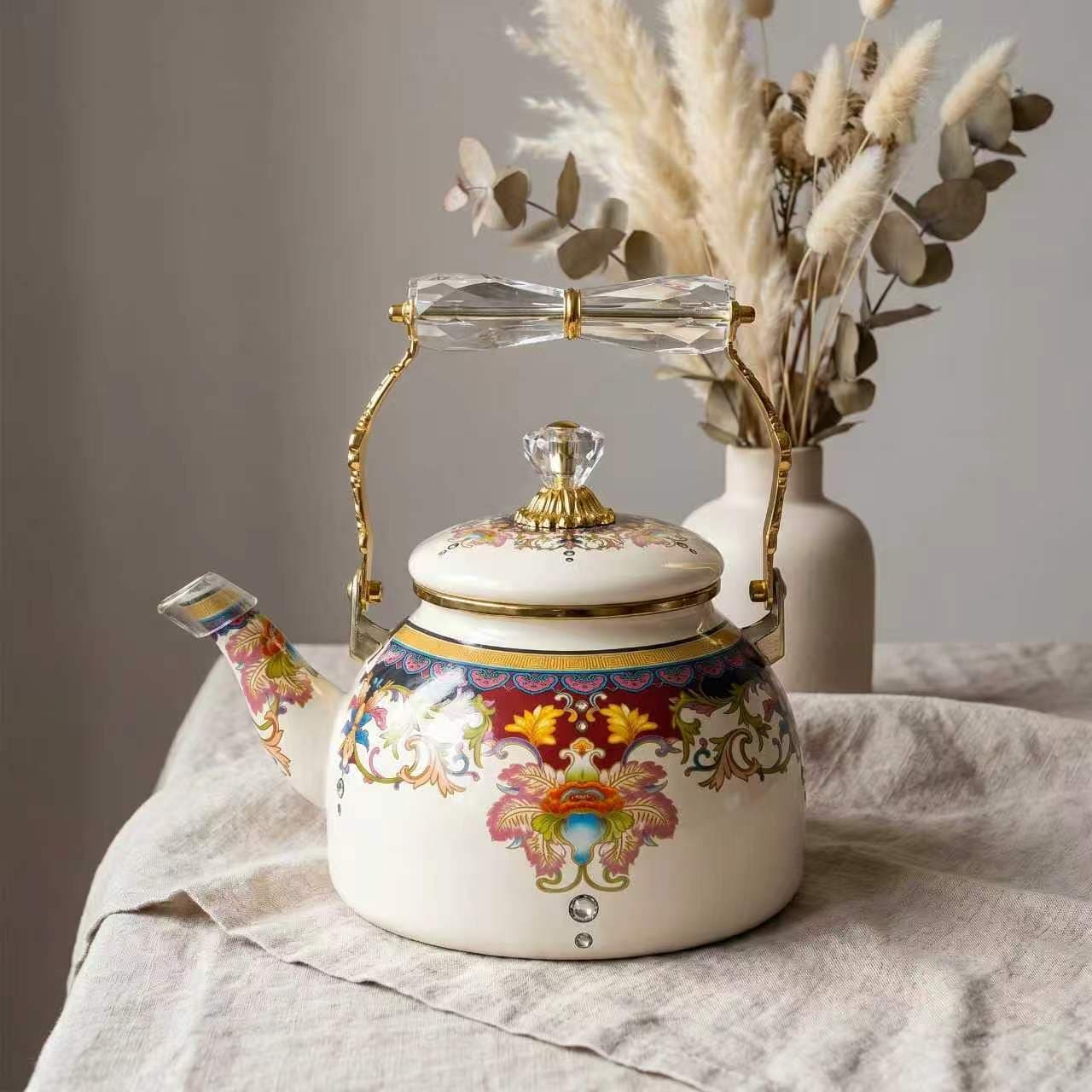 Thickened 2.5L Enamel Teapot, Cold Water Kettle, Boiling Water Kettle, Hot Water Kettle, Milk Tea Pot, for Induction Cooktop