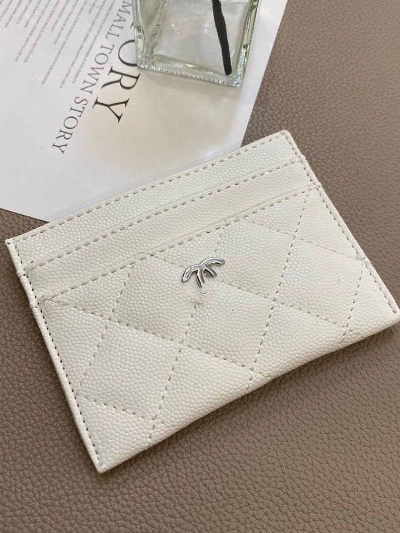 Factory Direct Wholesale Small Tweed-Style Card Holder Card Case, Luxury Caviar Leather Large-Brand ID Wallet with Multiple Card Slots and Coin Pocket