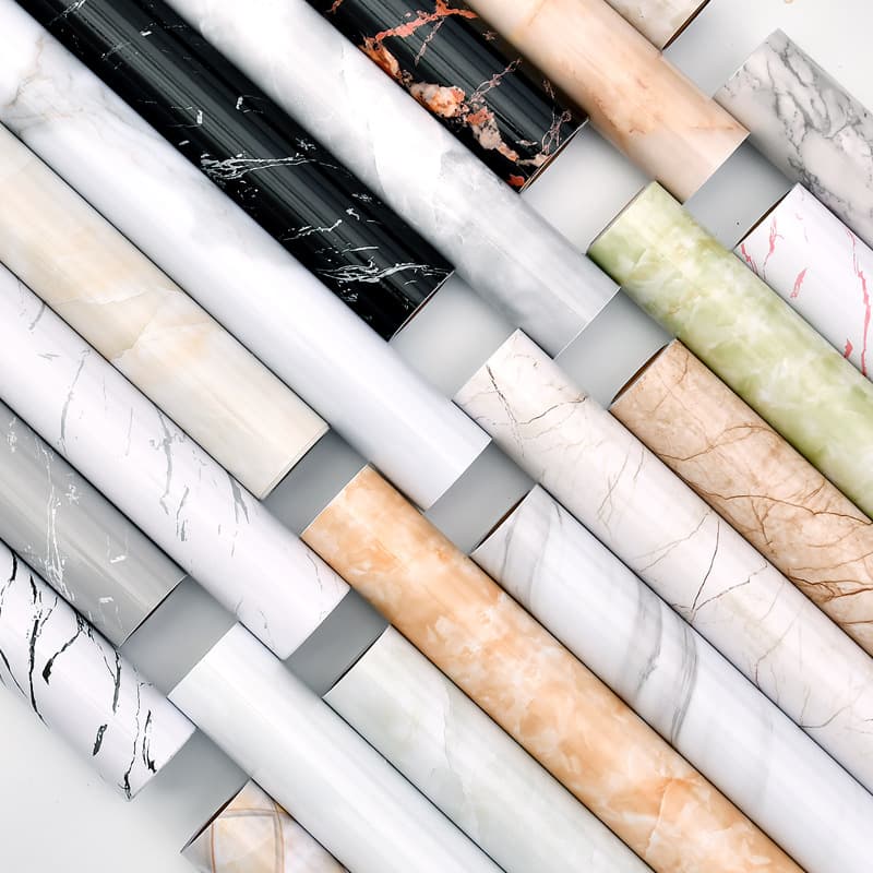 Cross-border factory wholesale self-adhesive faux marble pattern sticker, waterproof, oil-proof, high-temperature resistant, kitchen furniture renovation wallpaper