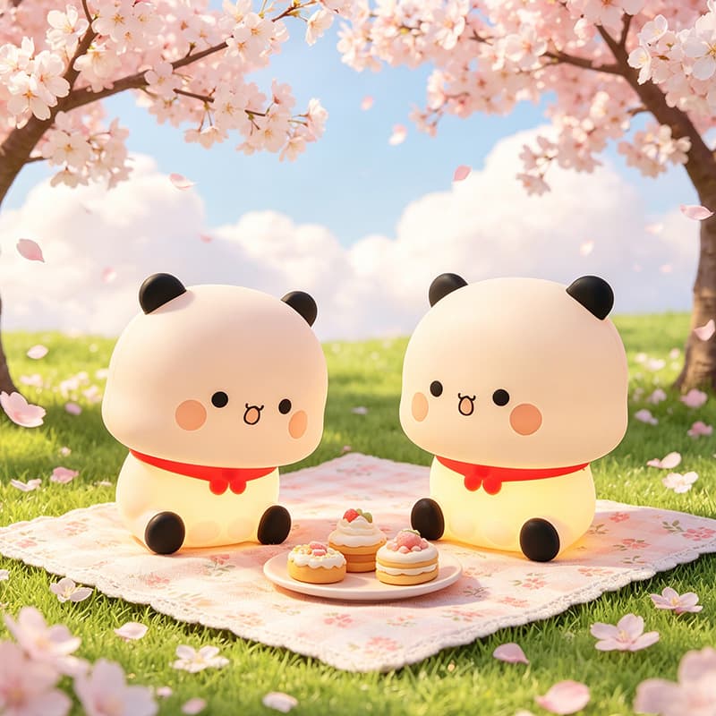 Panda 12 small night light bedroom bedside pat light children's sleep companion for girls to decompress cute night light