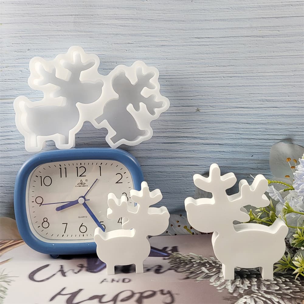 S0799 Christmas Reindeer Ornament Decoration Cement Plaster Mold DIY Silicone Mold
