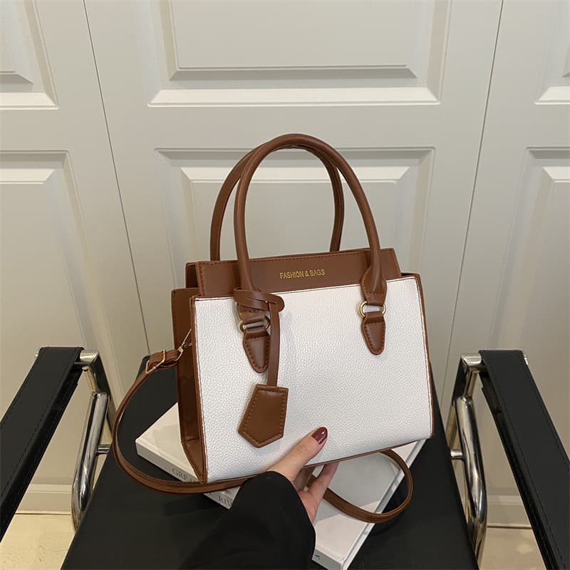2025 New Contrast Color Simple Large Capacity Textured Sub-bag Shoulder Crossbody Chic Women's Bag Summer New Square Bag