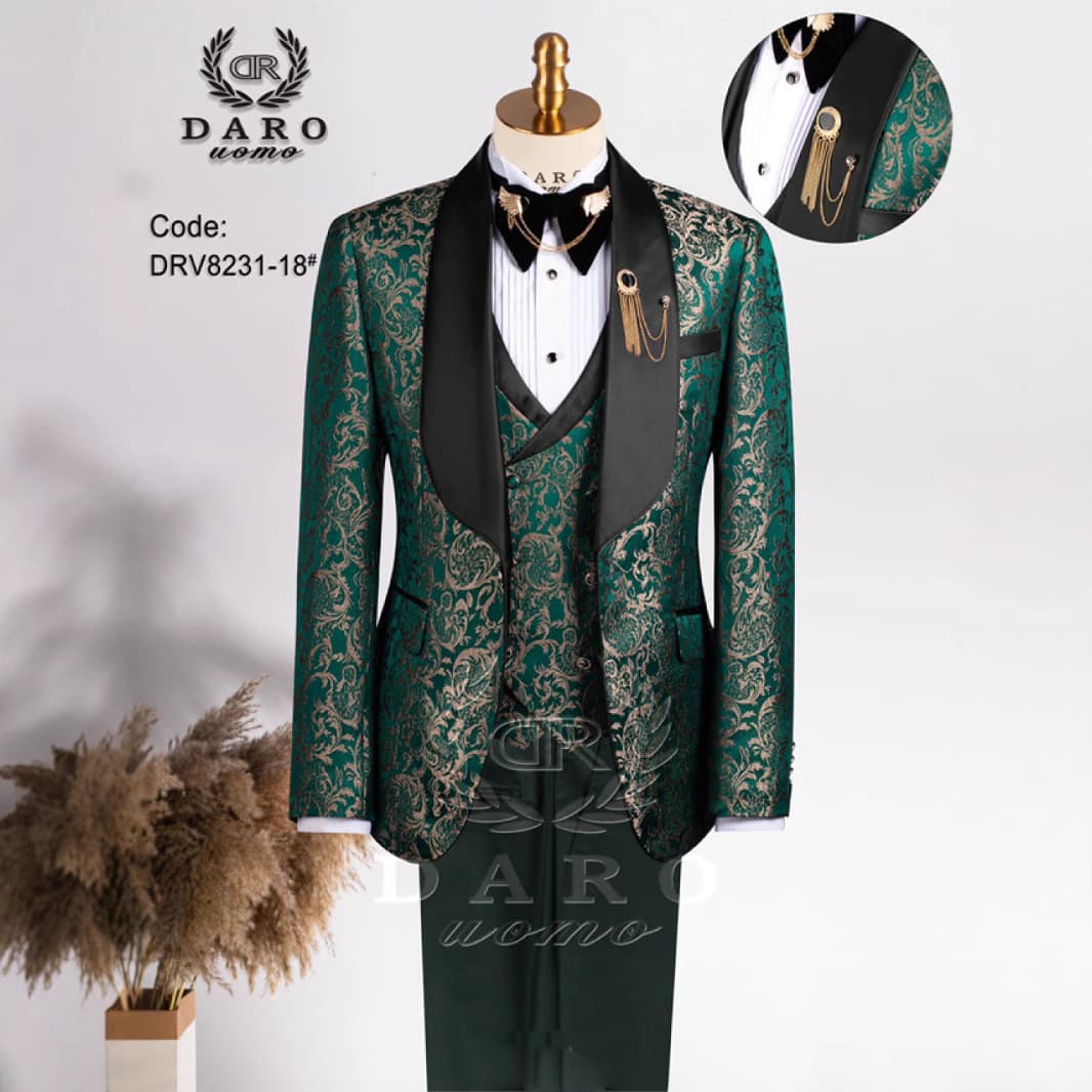 Four-Season Universal Cross-Border Plus-Size Men's Jacquard Suit Wedding Groom Suit Host Performance Outfit