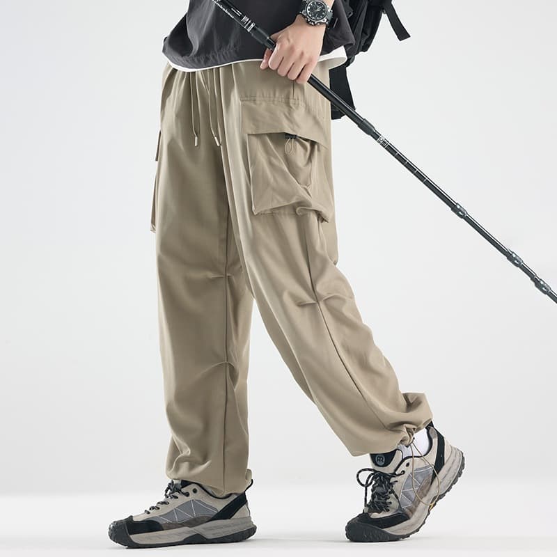 Cross-border wholesale Cross-border wholesale summer new style ice silk pants for men, casual pants for couples, multi-bag overalls for men, hemming