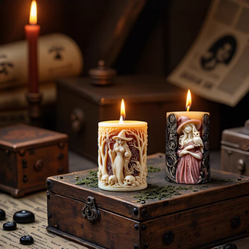 Wenxin Witch Aromatherapy Candle Mold Halloween Portrait Candle Horror Creative Silicone Mold Source Factory