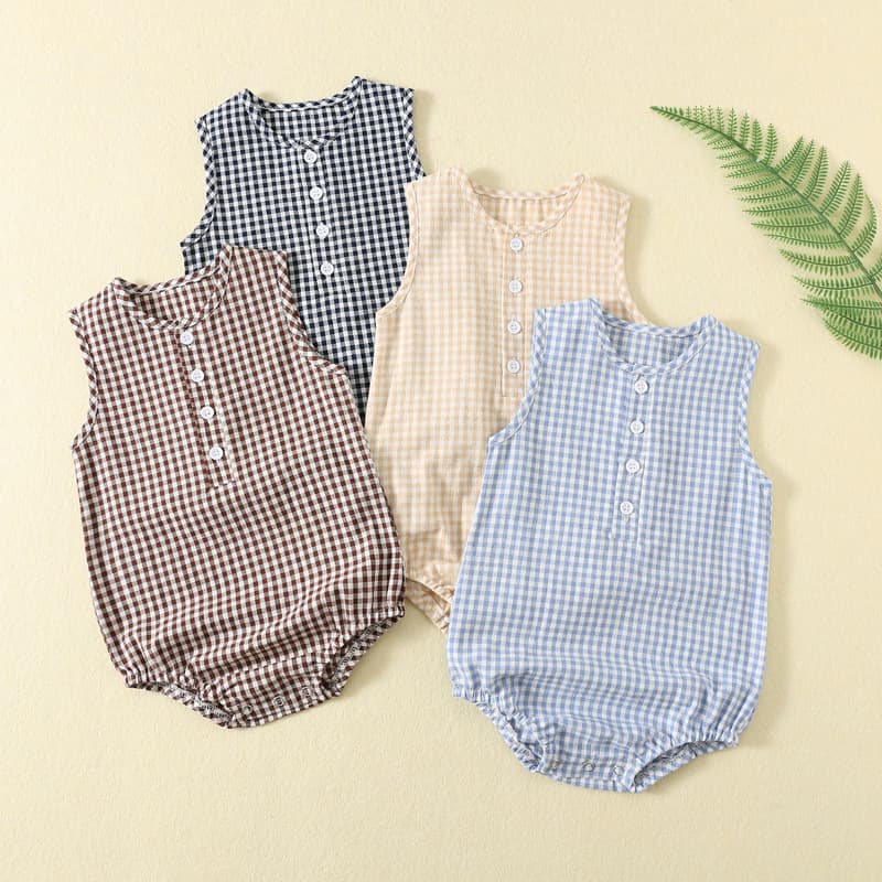 New Baby Romper Sleeveless Plaid Multi-Color Baby Bodysuit Newborn Baby Clothes