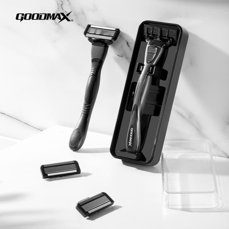 GOOD MAX Windwalker Manual Razor, Non-Gillette Men's Shaver, 6-Blade Razor Refills
