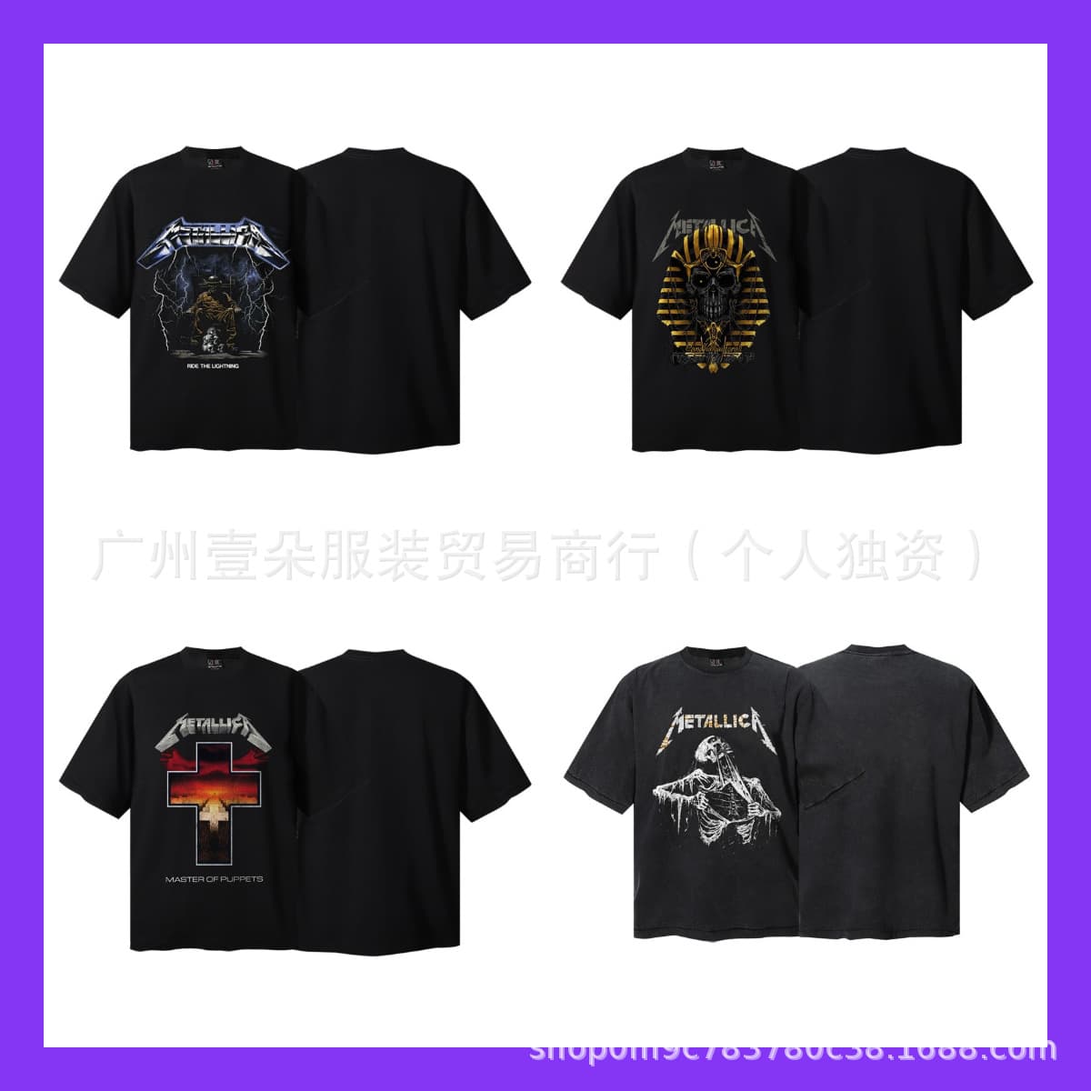 Metallica Nirvana Band High Street Heavy Metal Rock Band Washed Distressed Punk Short Sleeve T-Shirt Men