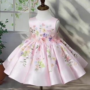Girls Dress Gown Luxury Niche High-End Wedding Flower Girl Little Girl Tutu Dress Children's Birthday Princess Dress Performance Costume