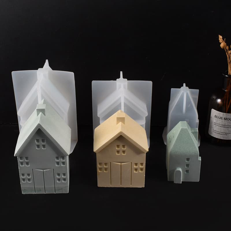Three-dimensional house mold integrated small house candle Nordic house house decoration diy plaster mirror silicone mold