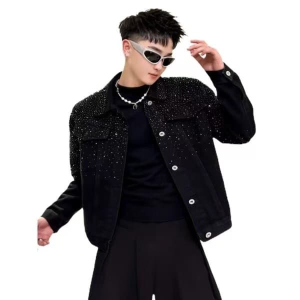 Men's Jacket 2024 Fall New Youth Hong Kong Style Trendy Cool Color-Block Loose Top