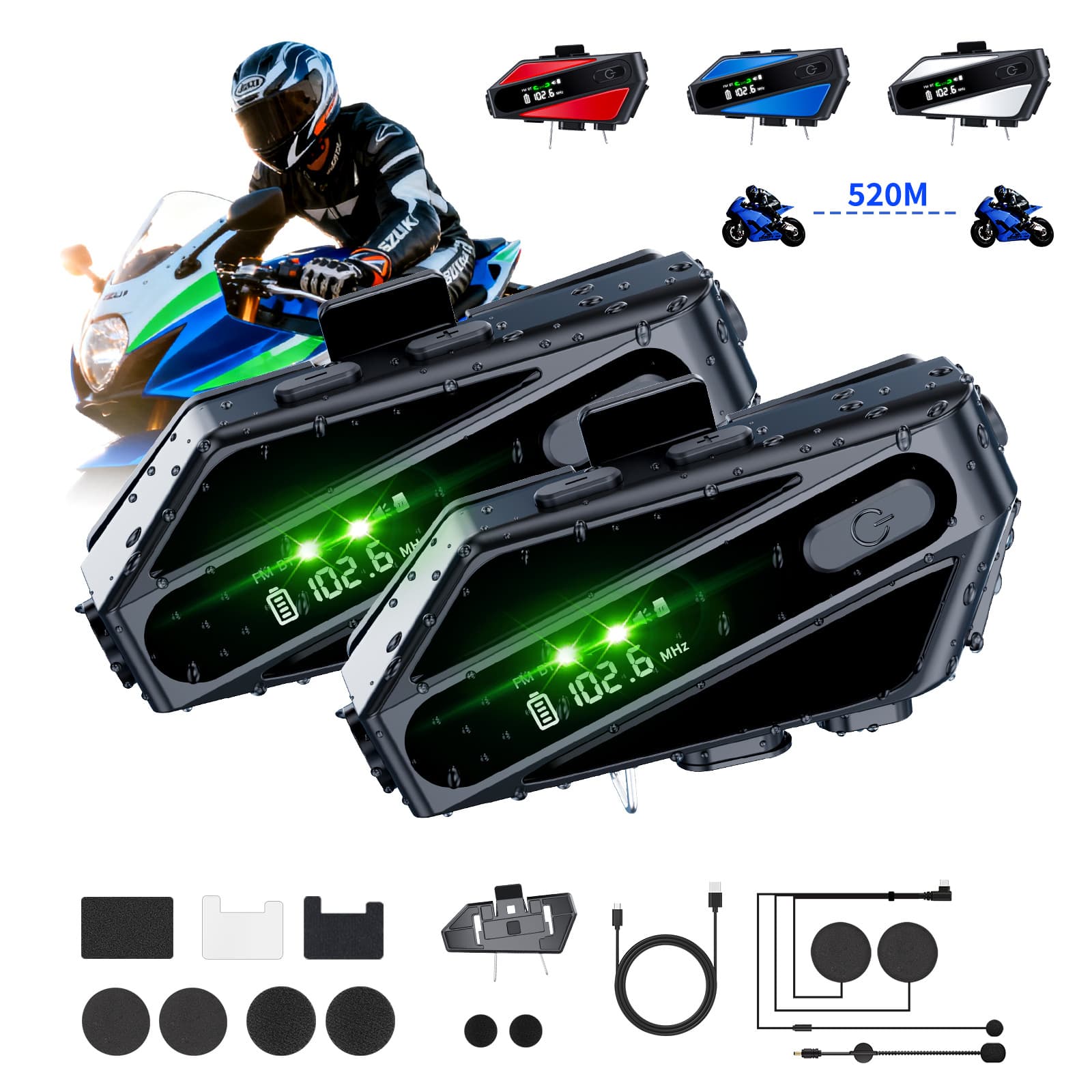 Meiketuo Multi-Source Multi-Person Intercom Cycling Headset Waterproof Noise-Cancelling Motorcycle Helmet Bluetooth Headset New Private Model