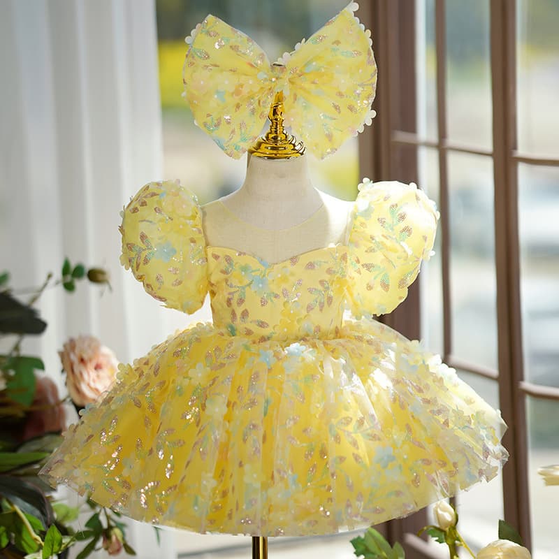 Children's Birthday Princess Dress, Toddler Girl Performance Outfit, Piano Recital Elegant Light Luxury Tutu Dress