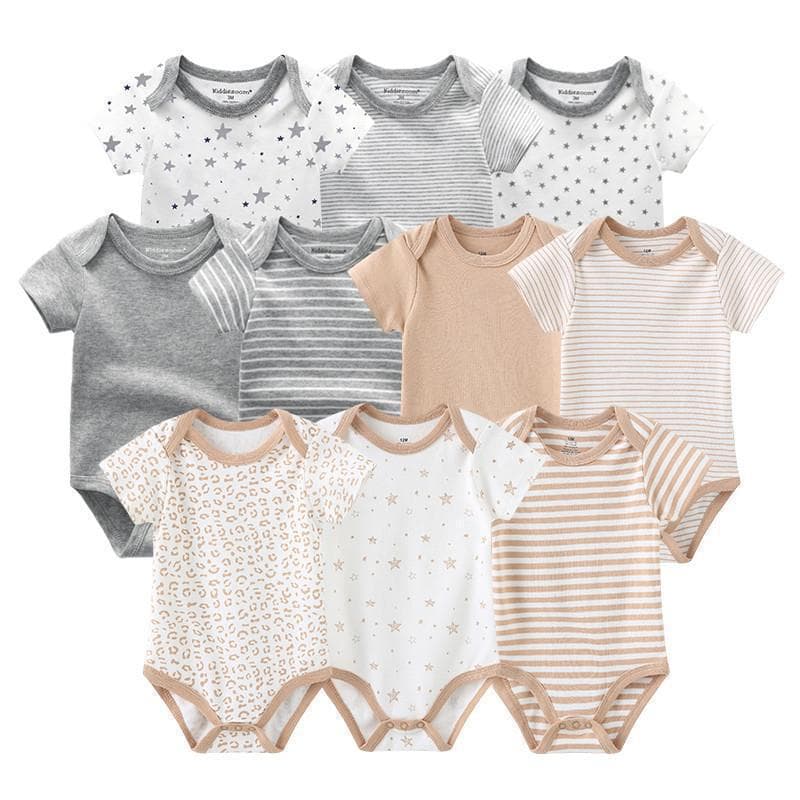 2023 Unisex Solid Color 5Pieces Baby Girl Clothes Cotton Cross Border