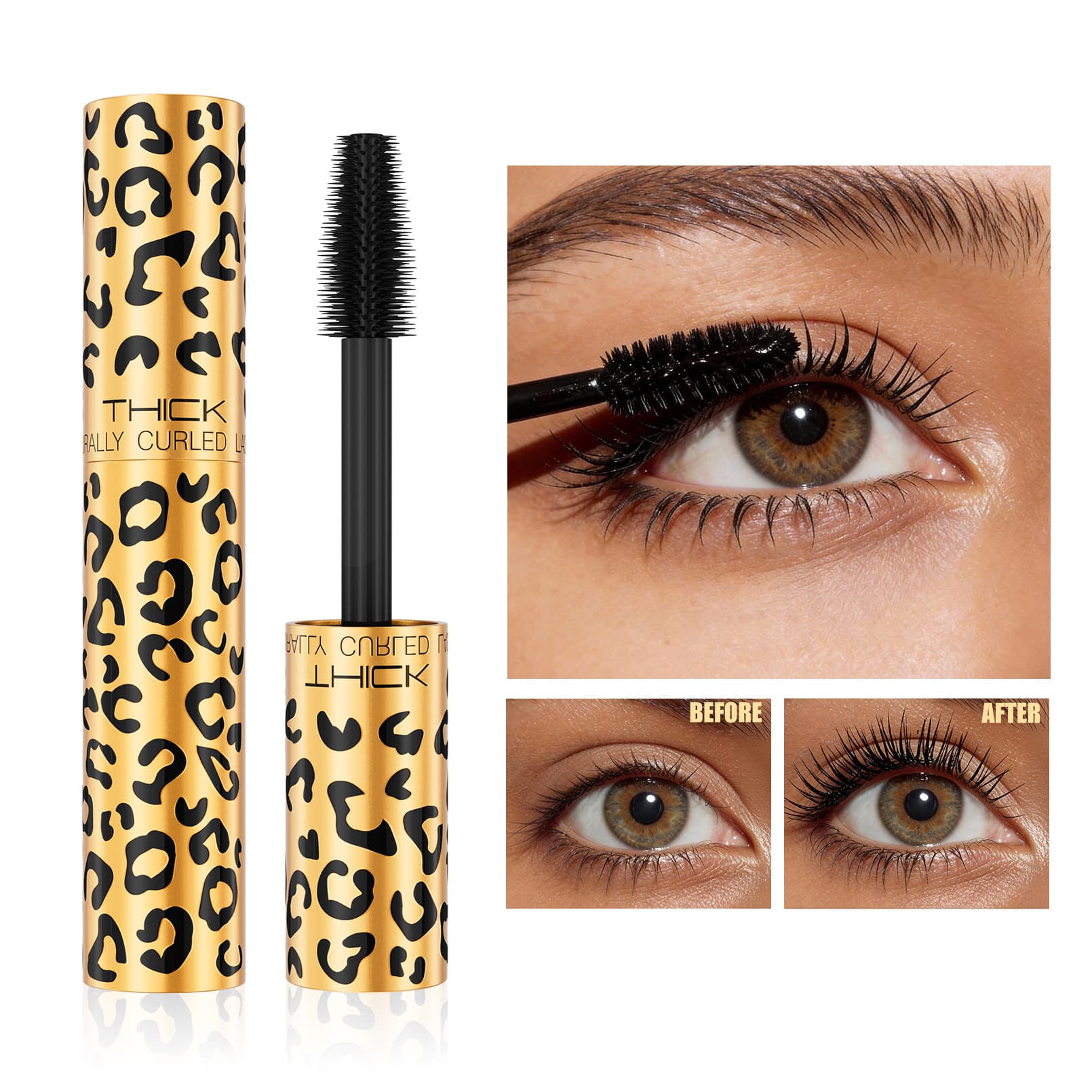WakeAngel cross-border cool black slim leopard print mascara natural curling waterproof and sweat-resistant mascara that does not smudge