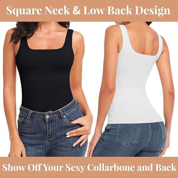 Amazon Cross-border Bestseller European and American Women's Tummy Control Shapewear Compression Vest Seamless Square Neck Women's Shapewear Top