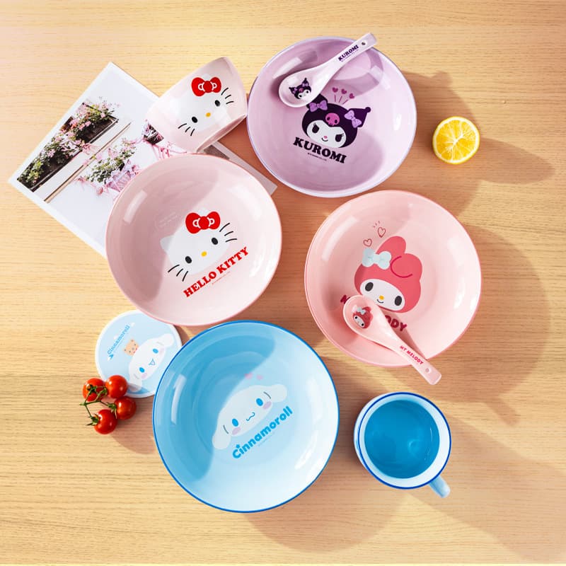 Sanrio ceramic bowl, household tableware, high-looking, creative, cute, personal eating bowl, children's internet celebrity round plate
