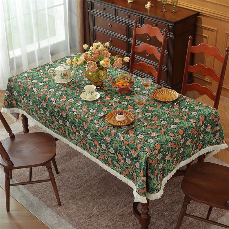 Bohemian Style Fringe Tablecloth, American Country Style Dining Table Cloth, Rectangular Home Cover