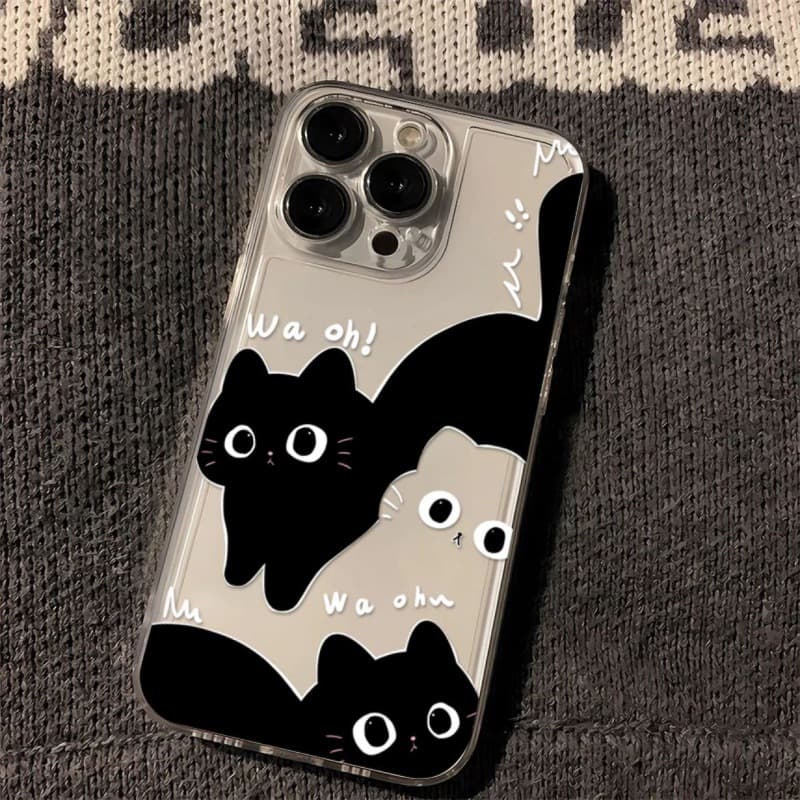 Creative Black and White Cat Compatible with iPhone 15 Pro Max Apple Phone Case iPhone 14 Niche 13 PM/16/17