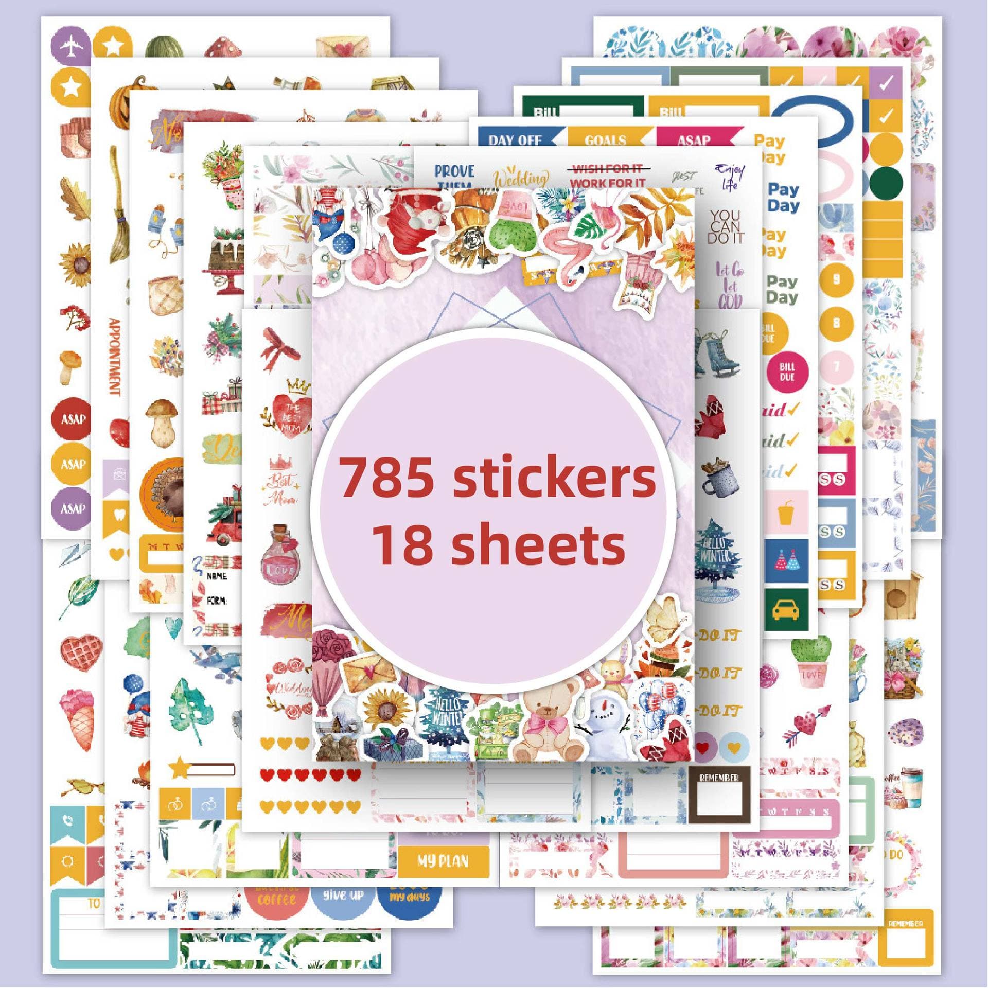 Vintage Planner Sticker Retro Seasonal Months Weekends 785 Pieces Original Aesthetic Planner Stickers