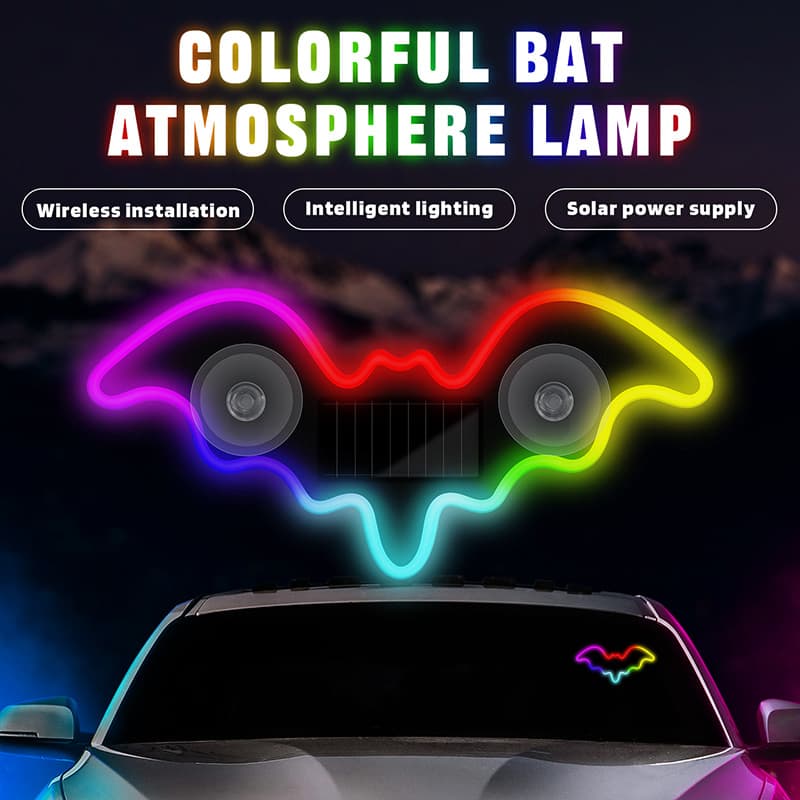 Factory direct sales Symphony Bat Wing LED car multi-mode ambient light universal solar warning light C-pillar
