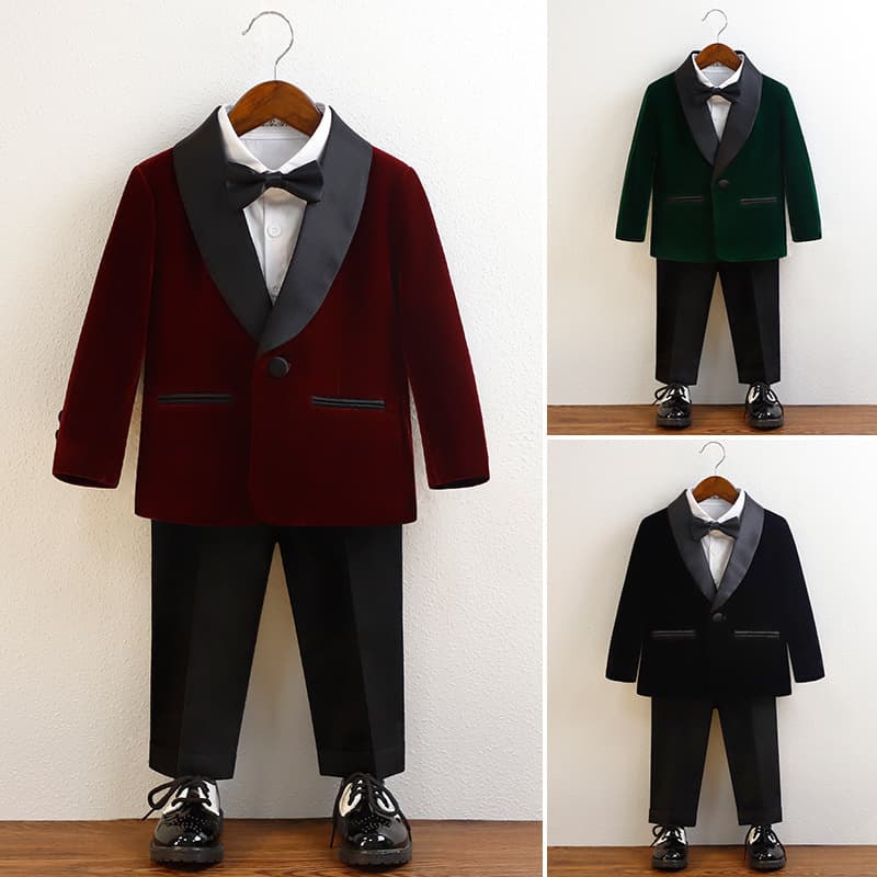 Boys' Suit Set Flower Boy Tuxedo Performance Suit Toddler Piano Recital Outfit Baby Birthday Drop Shipping