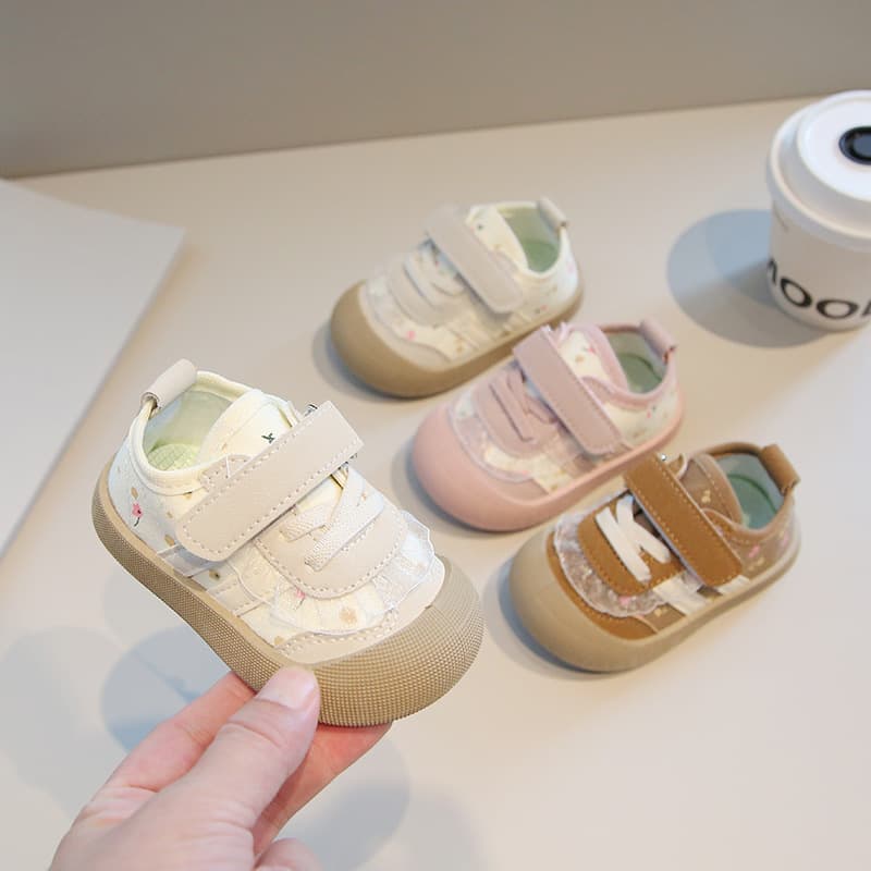 Baby Girl Floral Print Shoes, Autumn New Soft Sole Sneakers, Toddler Walking Shoes, Children's Shoes