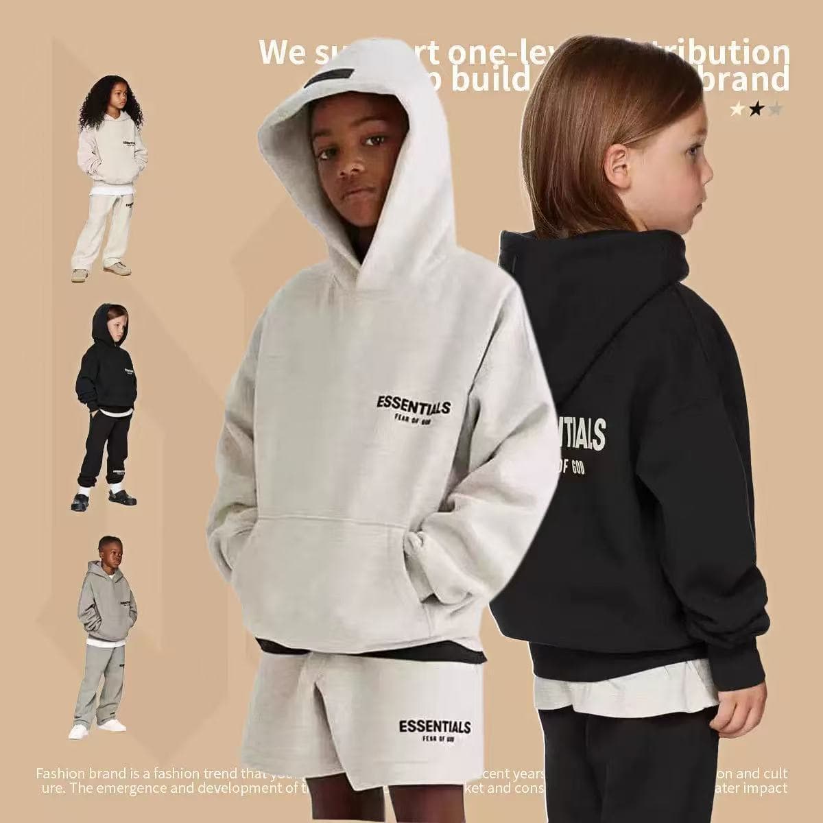 Autumn and winter new niche trendy brand children's clothing essentials girls loose hooded velvet sweatshirt parent-child