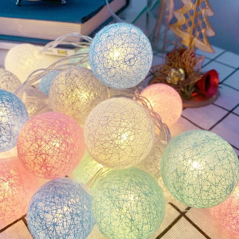 Cotton Thread Ball String LED Girl's Room Decoration Macaron Pom-Pom Ball String Camping Lights