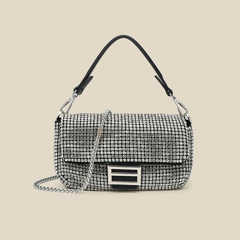 2025 New Cross-border Evening Bag Full Rhinestone Handbag Crystal Underarm Bag Diamond-studded Premium Shoulder Crossbody Bag for Women