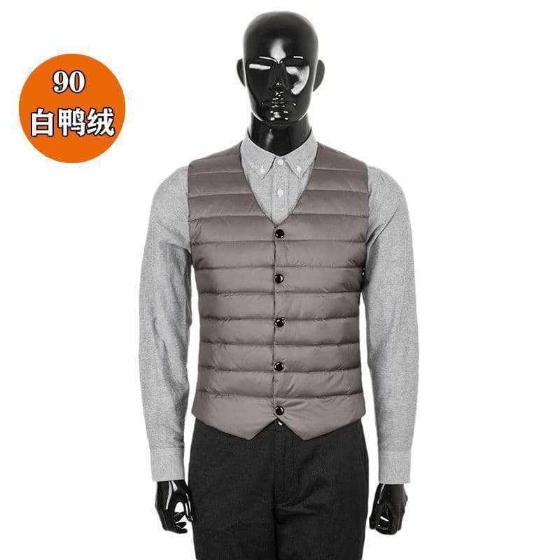 Down Vest Bao Style Lightweight White Duck Fashionable Inner Wear Same Style V-Neck Base Layer Warm Slim-Fit Men's Down