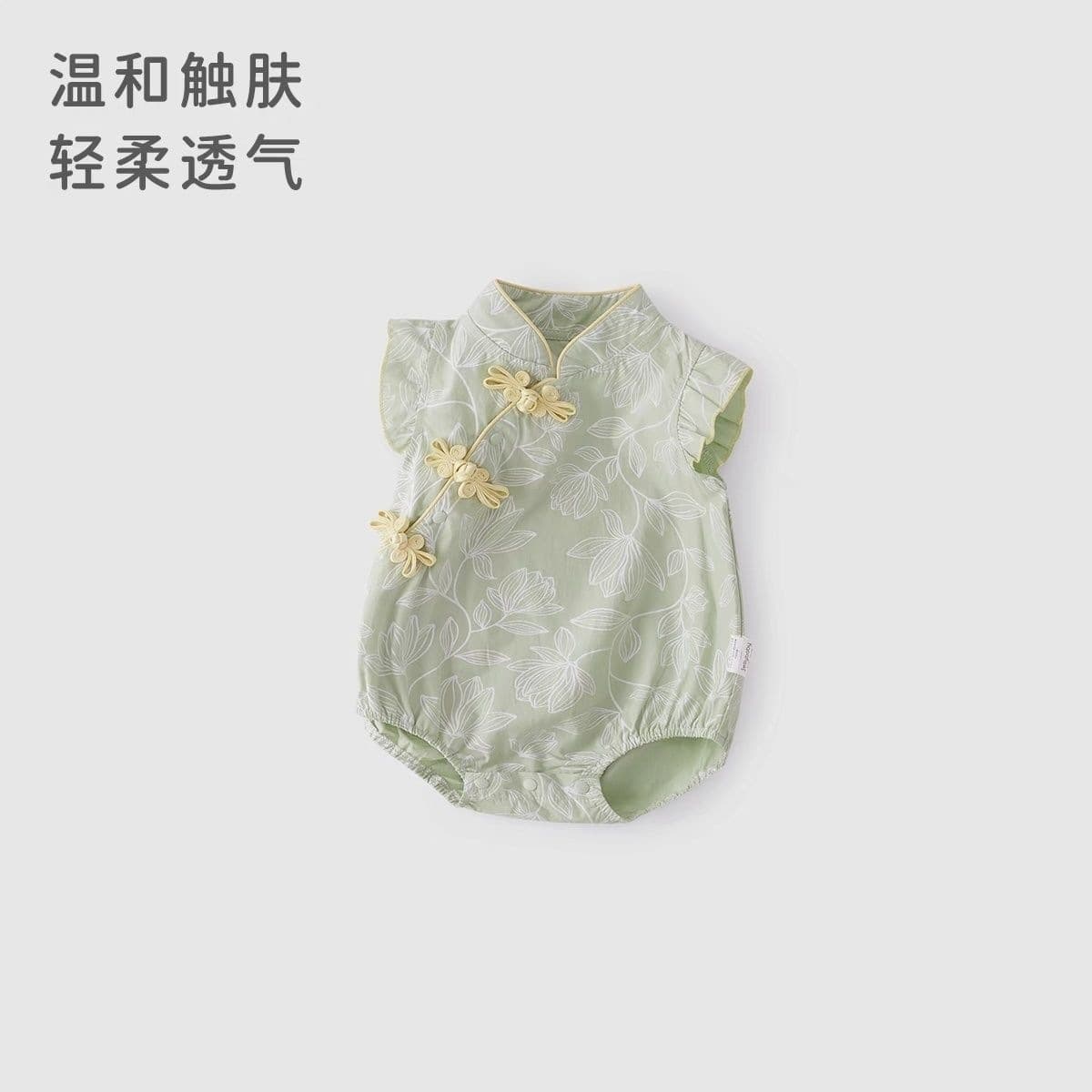 Summer 2026 New Chinese Style Baby Sleeveless Bodysuit with Triangle Crotch, Chinese-style Thin Bodysuit for Baby Girls