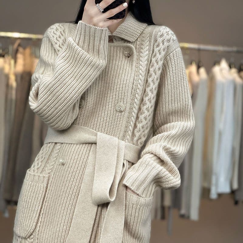 New Thickened Mid-Length Sweater Cardigan Coat Women Casual Versatile Elegant Casual Loose Chic Knitwear