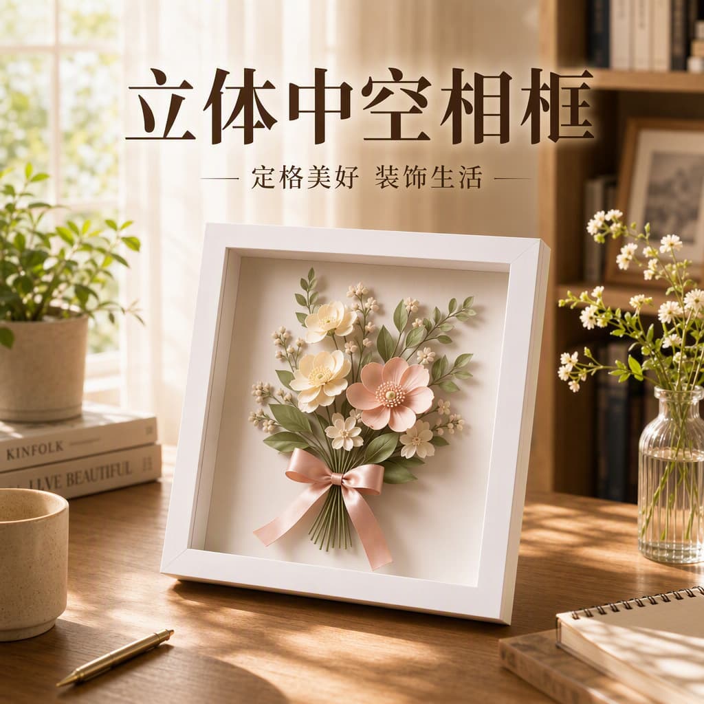 Wall-Mounted or Tabletop 3D Hollow Photo Frame A4 Thickened Resin Frame (Supports Light Customization + Global Shipping)