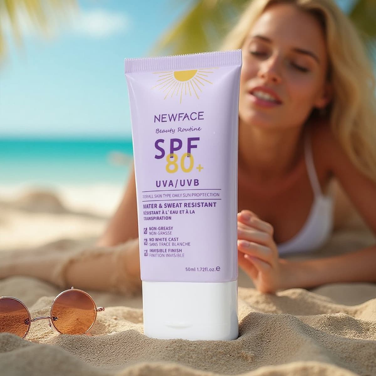Sunscreen lotion SPF80+ non-greasy outdoor portable protection moisturizing UV cross-border UV protection