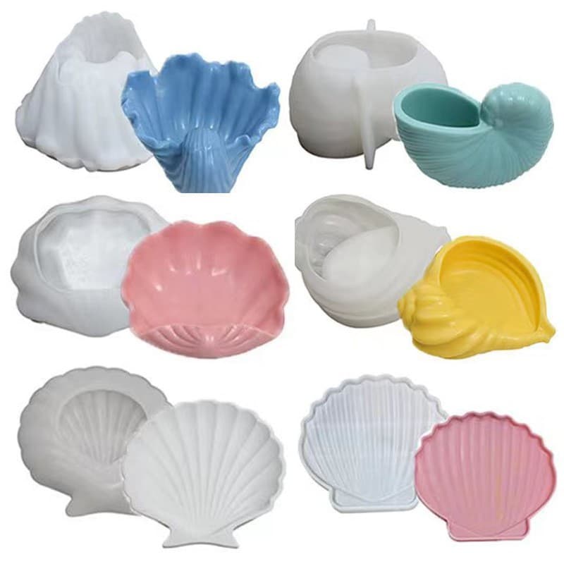 DIY Crystal Resin Conch Shell Storage Jar Silicone Mold, Candle Cup Plaster Mold, Succulent Pot Mold
