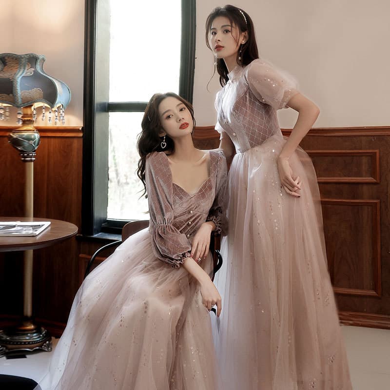 Customizable Bridesmaid Dress Ethereal Slimming Coverage Gown Wedding Sisterhood Evening Dress Long Sleeve