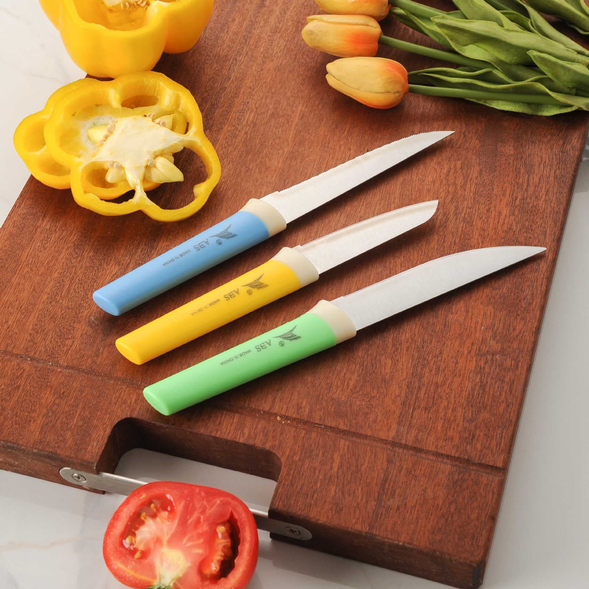 Foreign trade kitchen stainless steel single electroplated head abs handle western steak knife chef multipurpose knife peel knife box