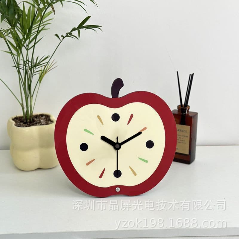 New Creative Apple Wall Clock Home Decorative Clock Desktop Ornament Silent No-Drill Wall Clock Table Clock