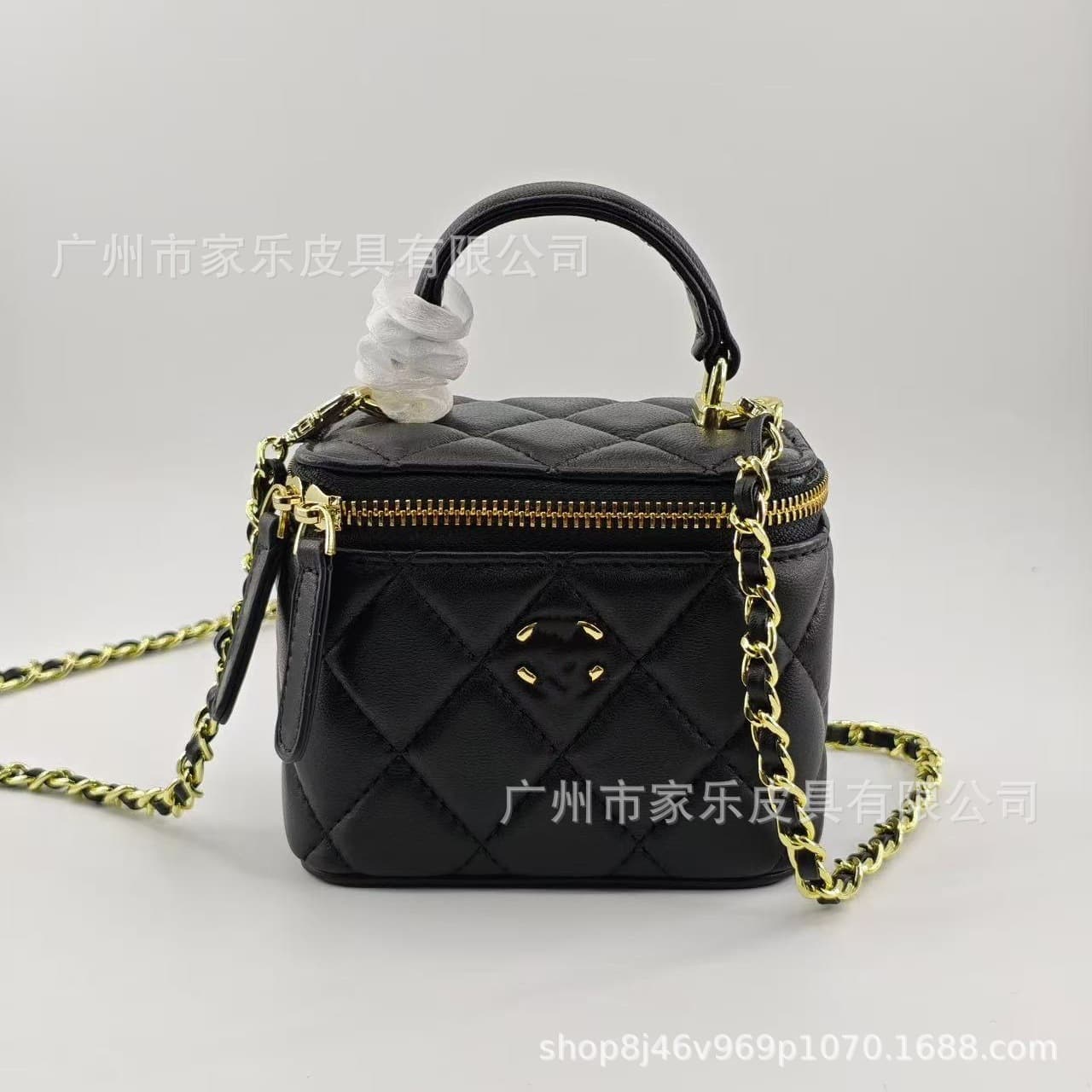 Genuine leather mini box bag Xiaoxiangfeng women's mirror cosmetic bag lipstick storage bag crossbody handheld small square bag
