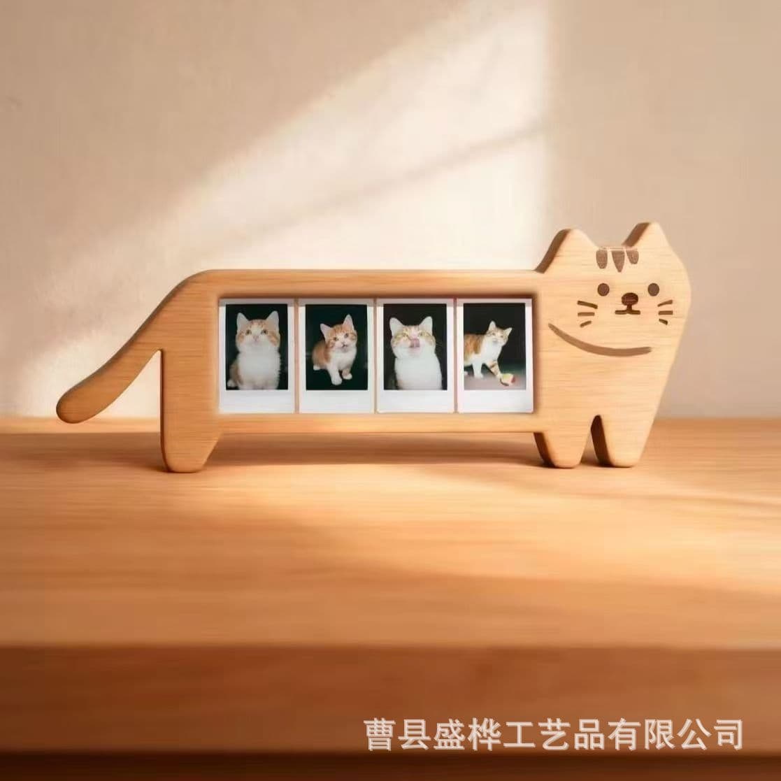 In Stock Cartoon Cat-Shaped Four-Grid Photo Frame Tabletop Display Cat and Dog Growth Memory Photo Frame Pet Photo Frame