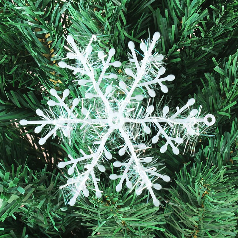 Christmas Snowflakes, Wired Holiday Decorations, 11cm Plastic Brushed Snowflakes, 3 Pieces per Pack, White Christmas Tree Ornaments