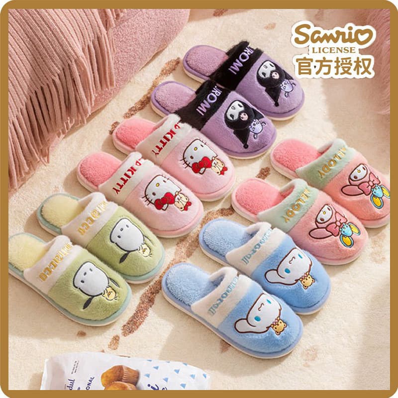 Drop Shipping Wholesale Genuine Sanrio 2024 New Cotton Slippers Parent-Child Winter Home Slippers Kuromi