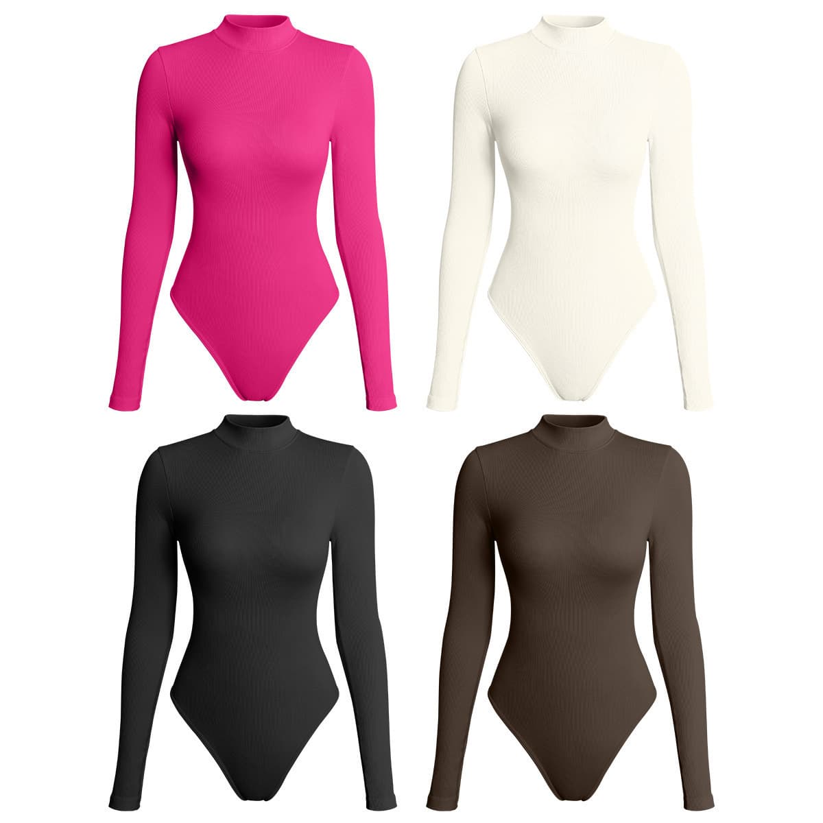New Autumn/Winter Mid-High Neck Bodysuit with Tummy Control and Hip Lift, European and American Solid Color Tight Long Sleeve Yoga Jumpsuit