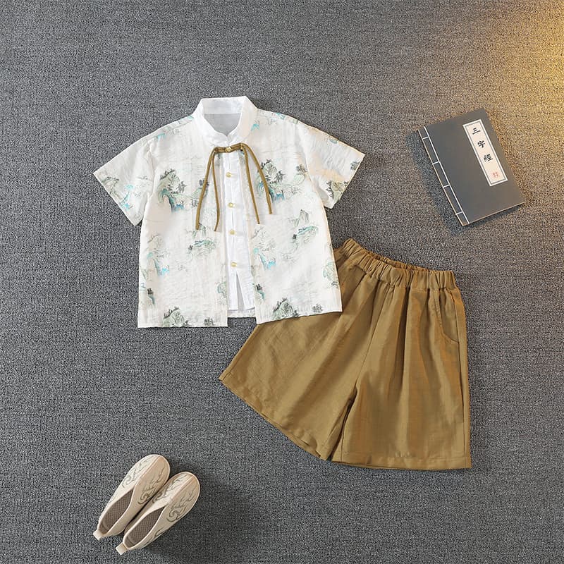 Children's Hanfu Summer Outfit, Ancient Style Chinese Learning Suit, Thin Toddler Birthday Gown, Baby Boy Summer Tang Suit
