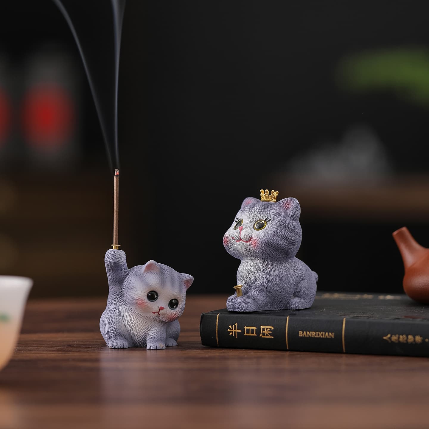 Creative Cute Cat Incense Holder Decoration Home Indoor Incense Tray Incense Stand Incense Burner Tea Table Tea Pet Stick Incense Burner